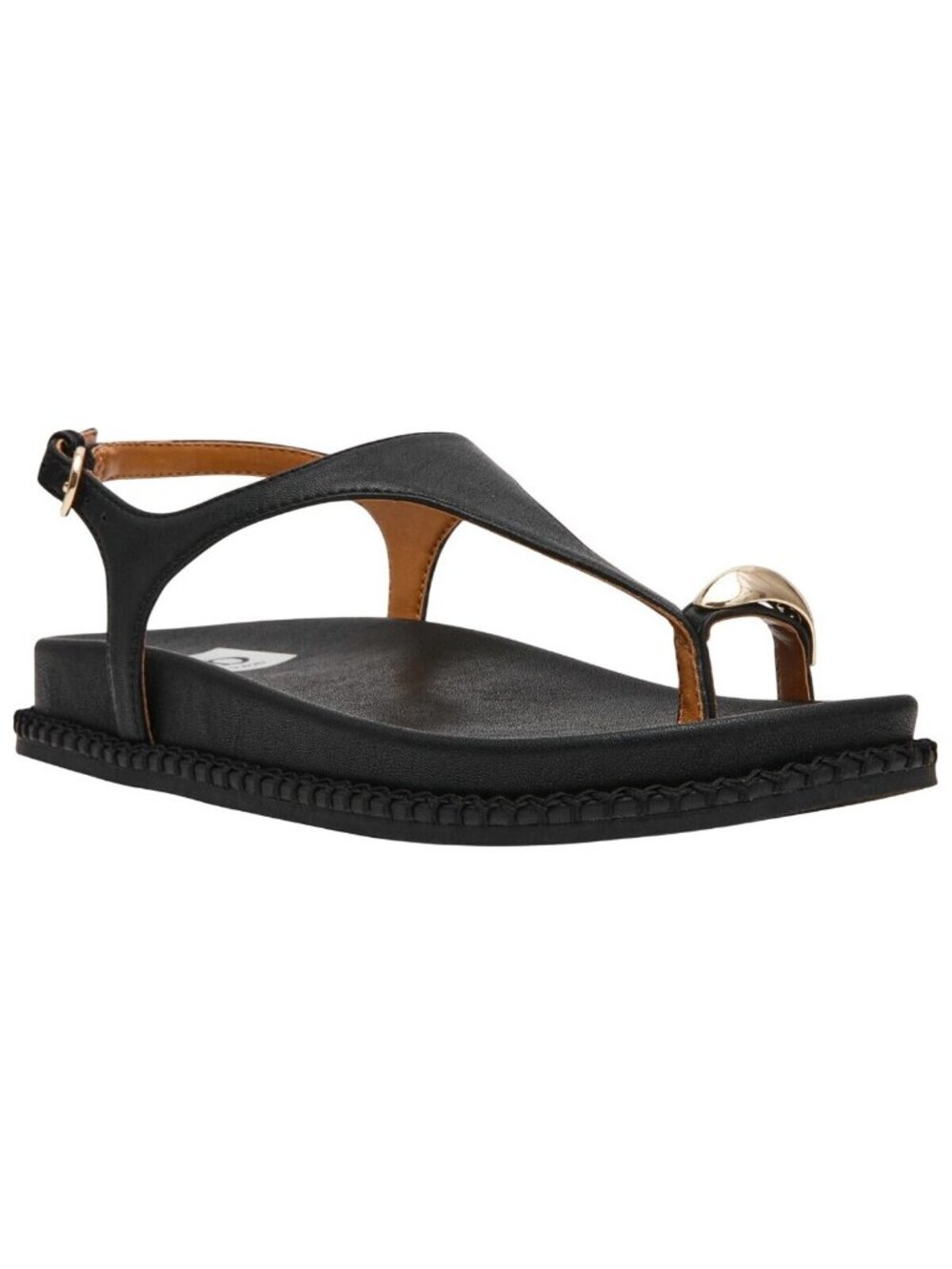 NWT DV Dolce Vita Pacey Round Toe Ring Footbed Flat Sandals PACEY Black 9M